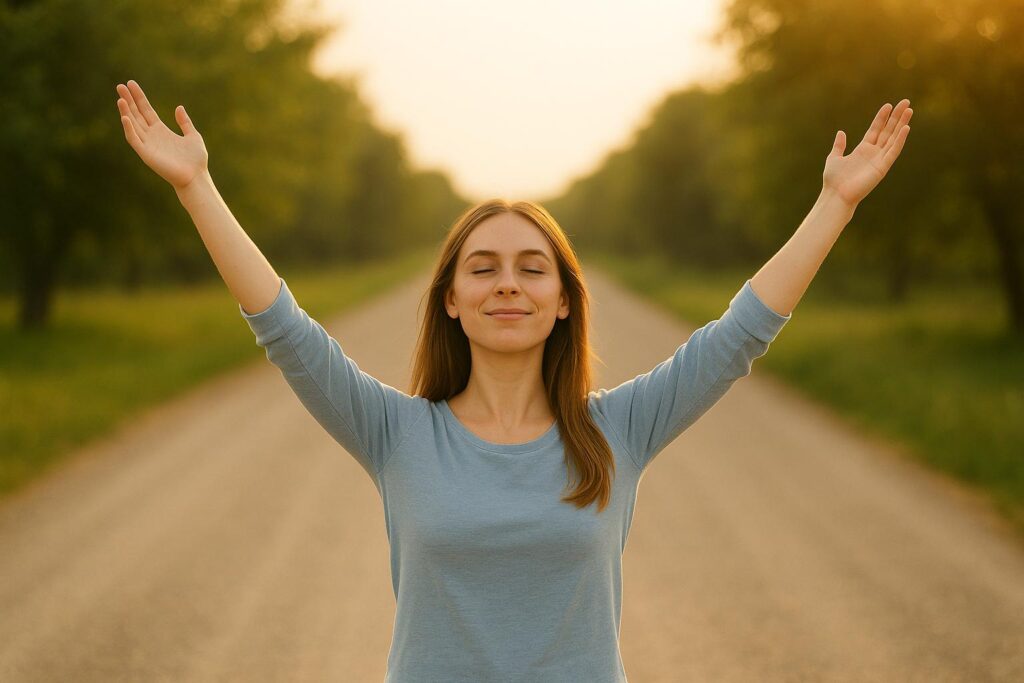 Jovem mulher caucasiana sentada à mesa, olhando para fora com expressão contemplativa, representando 3 hábitos para estimular o seu desenvolvimento pessoal.
